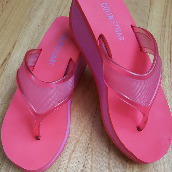 pink platform flip flops